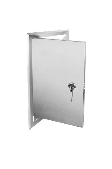 Люк из нержавеющей стали с замком ЛНЗ 200х400 матовый