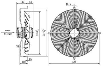 Вентилятор Ванвент YWF4D-550B-137/50-G нагнетающий (приток) на сетке (8200 m/h)