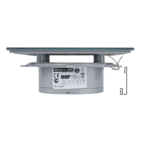 Вентилятор накладной сверхтонкий MMotors JSC MMP-06 100/90 куб/ч Стекло/Квадрат Темно Серый