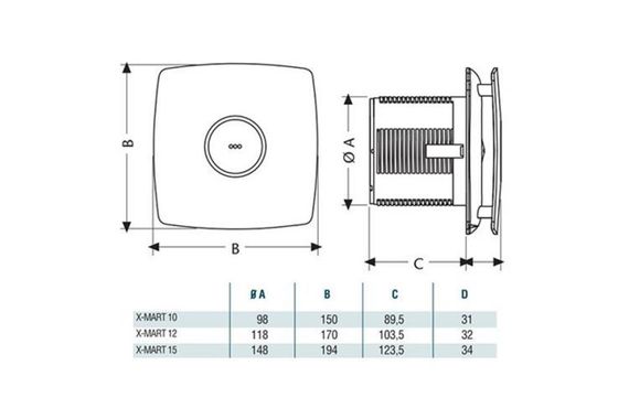 Вентилятор накладной Cata X-Mart 15 inox Timer (таймер)