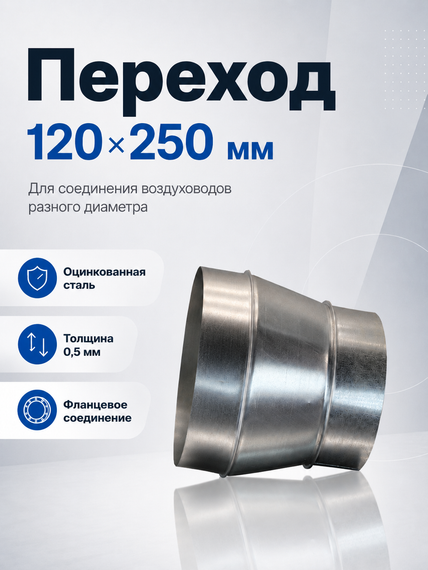 Переход 120х250 мм оцинкованная сталь