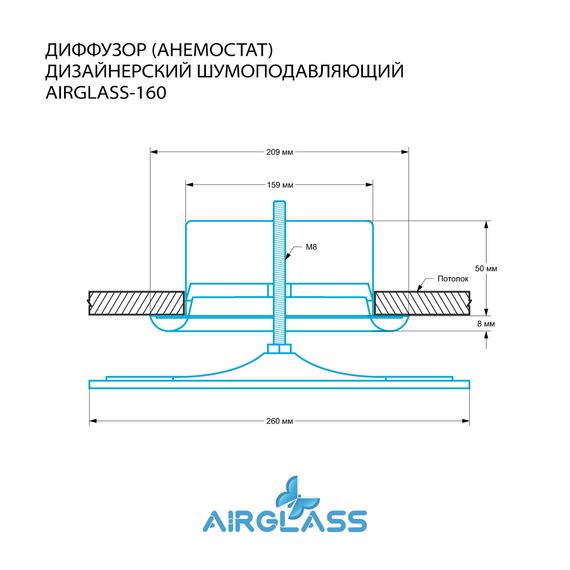 Анемостат-диффузор дизайнерский AIRG 160 RAL 9005 (Квадрат / Черный Матовый)