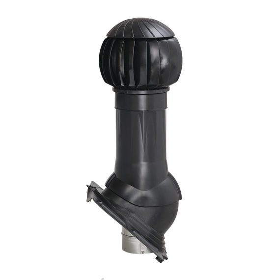 Готовый комплект, изолированный на все виды кровли высотой профиля до 70мм d 110/160 мм, цвет черный RAL 9005, серия Twister