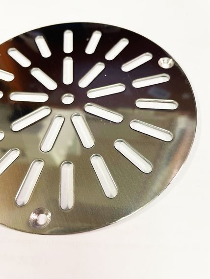 Решётка напольная круглая 125мм из нержавеющей стали, снежинка