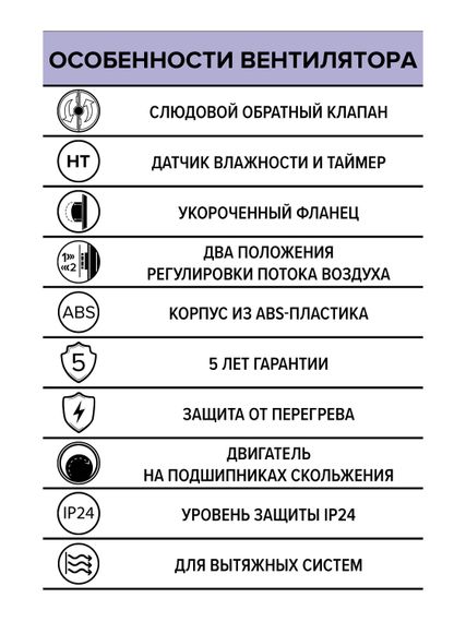 Вентилятор вытяжной DISC D100 обратный клапан HT ERA