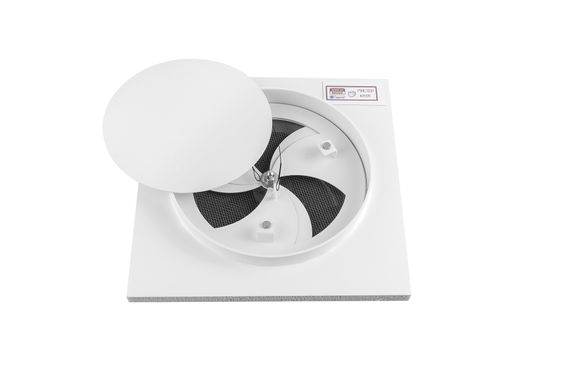 Диффузор теневой Visioner TDPP125W/150 белый/белая крышка, с приточно-вытяжным вентилятором под плитку с регулировкой потока воздуха D125 мм