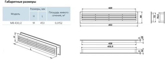 Решетка VENTS МВ 430/2 ( двойная ) беж.