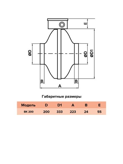 Вентилятор канальный BK D200 центробежный