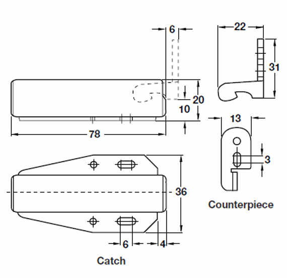 Нажимная защелка для люков Hafele Touch Latch
