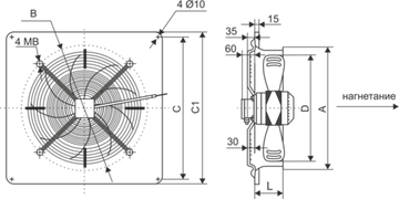Осевой вентилятор низкого давления Ровен YWF-4Е-400 with plate (ZF)