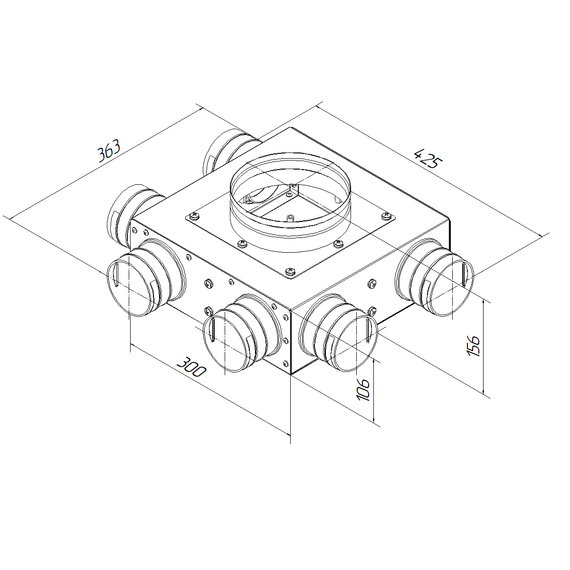 Provent KVF 125/75×6 коллектор металлический концевой на 6 выходов