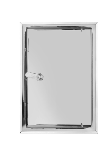 Люк из нержавеющей стали с замком ЛНЗ 150х200 зеркальный