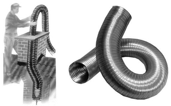 Газоход гофрированный d 140 мм (2м) из нержавеющей стали