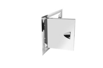 Люк из нержавеющей стали с ручкой ЛНР 300х300 зеркальный