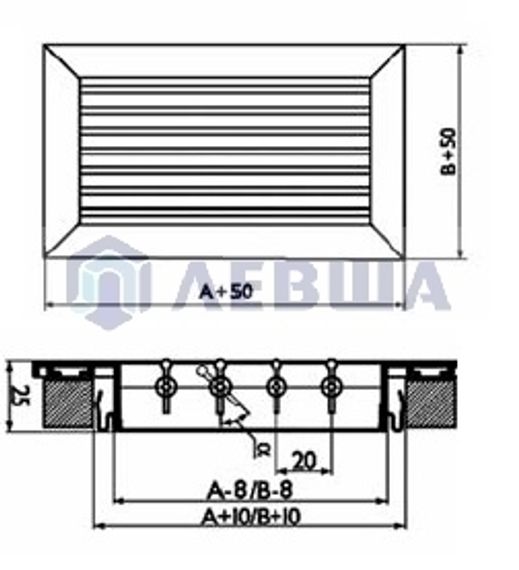Решетка однорядная алюминиевая RAG 400х300