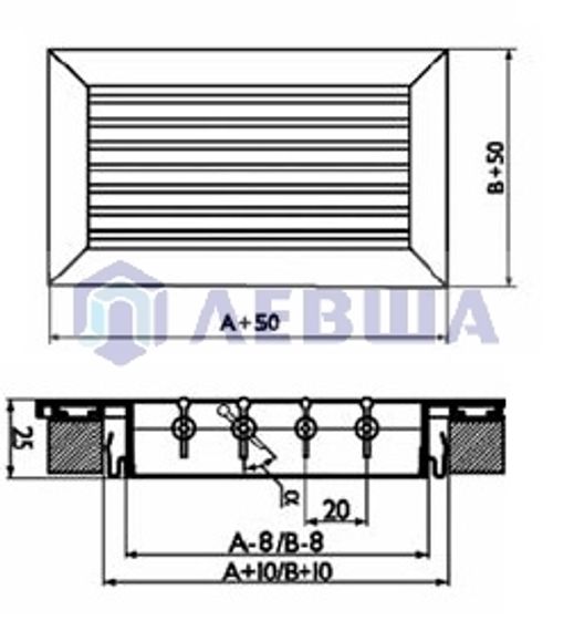 Решетка однорядная алюминиевая RAG 1000х100