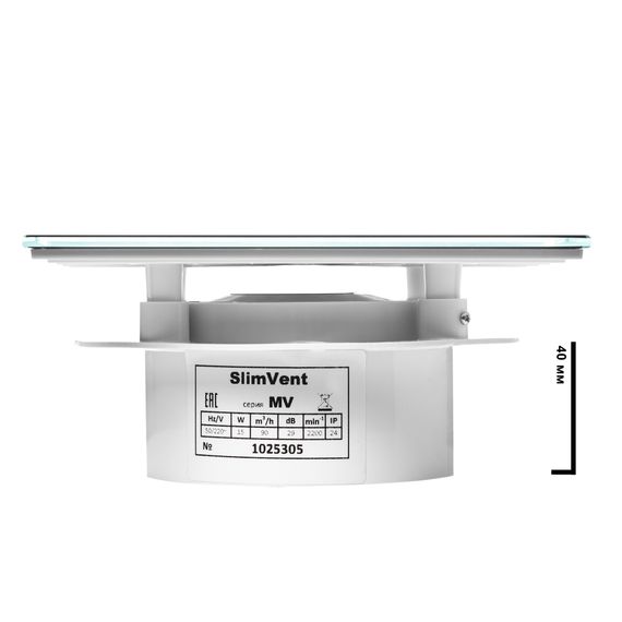 Вытяжной тонкий вентилятор SlimVent МV 100, стекло квадрат черный глянец