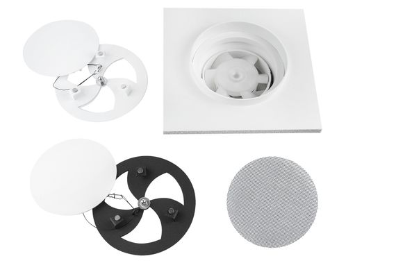 Диффузор теневой Visioner TDPP100W/90 белый/белая крышка, с приточно-вытяжным вентилятором под плитку с регулировкой потока воздуха D100 мм