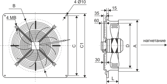 Осевой вентилятор низкого давления Ровен YWF-4D-450 with plate (ZF)