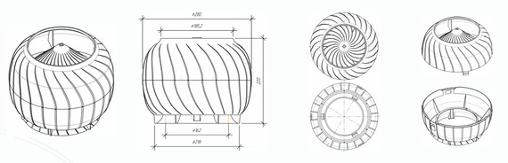 Дефлектор статический (колпак), Ø 160 мм бордовый RAL 3009, серия Static
