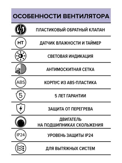 Вентилятор накладной ERA D100 обратный клапан HT ERA