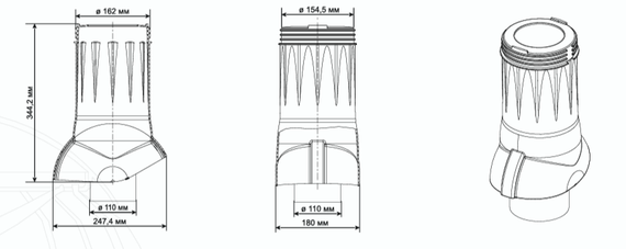 Вентиляционный выход изолированный Ø 110/160 мм коричневый RAL 8017, серия Static
