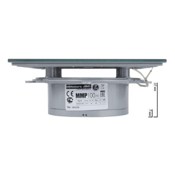 Вентилятор накладной сверхтонкий MMotors JSC MMP-06 100/90 куб/ч Стекло/Квадрат Светло Серый с каплями