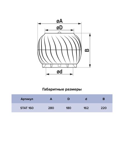 Дефлектор STAT D160 статический пластик Gray graphite ERA