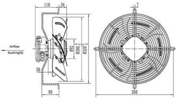 Вентилятор Ванвент YWF4D-300S-92/35-G вытяжной (всасывание) на сетке (1690 m/h)