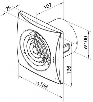Накладной вентилятор VENTS 125 QUIET TH (датчик влажности, таймер)