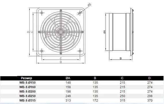 Осевой вентилятор Dospel WB-S 315 110Вт