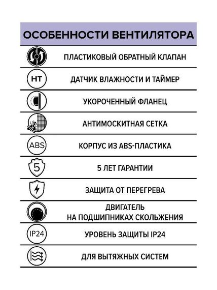 Вентилятор накладной REST D125 сетка обр.клапан HT ERA