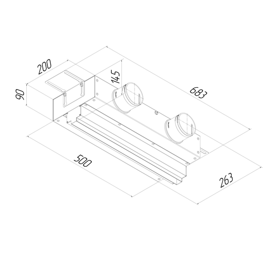 Provent VPNDG 500х25/75×2 щелевой диффузор для гипсокартона с КСД на 2 выхода