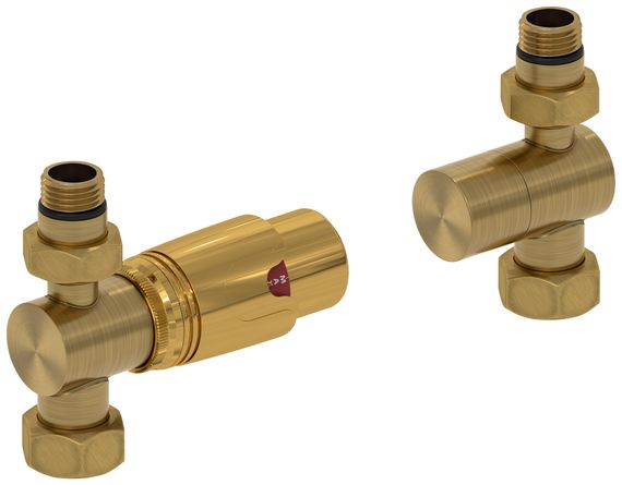 Терморегулятор автоматический прямой G 1/2" НР х G 3/4" НГ / набор (Состаренная латунь)