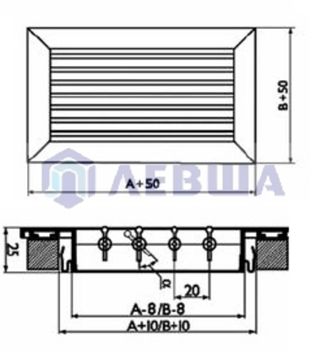 Решетка однорядная алюминиевая RAG 1000х100