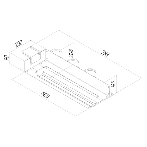 Provent VPNDG/F 500х25/75×3 щелевой диффузор для гипсокартона с КСД на 3 прямых выхода