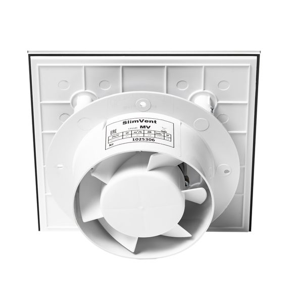 Вытяжной тонкий вентилятор SlimVent МV 100, стекло квадрат черный матовый