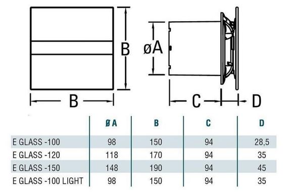 Накладной вентилятор Cata E 100 G White Matte