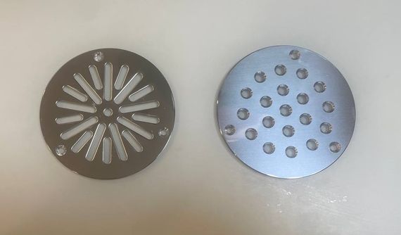 Решетка напольная круглая d 100 из нержавеющей стали, снежинка