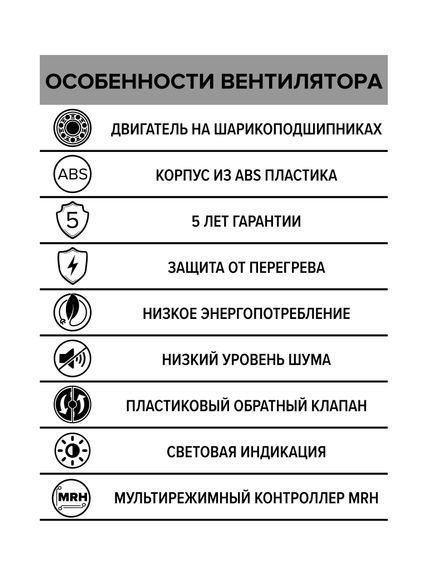 Вентилятор накладной AURA D100 обратный клапан MRH DICITI