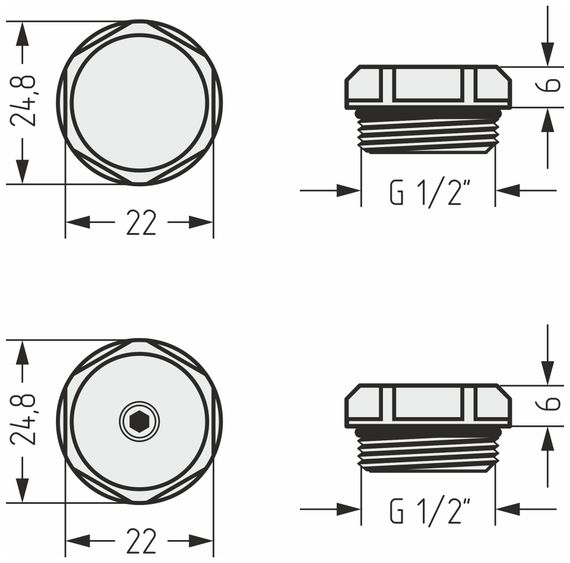 Спускной клапан с заглушкой Сунержа d 25 мм (G 1/2" НР)