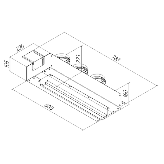 Provent VPNDG/F 500х25/90×3 щелевой диффузор для гипсокартона с КСД на 3 прямых выхода