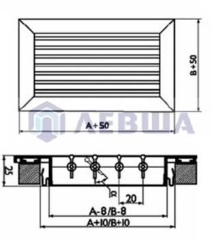 Решетка однорядная алюминиевая RAG 300х200