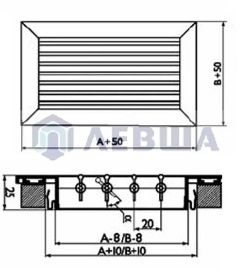 Решетка однорядная алюминиевая RAG 600х300