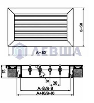 Решетка однорядная алюминиевая RAG 500х200