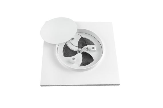 Диффузор теневой Visioner TDPP100W/90 белый/белая крышка, с приточно-вытяжным вентилятором под плитку с регулировкой потока воздуха D100 мм