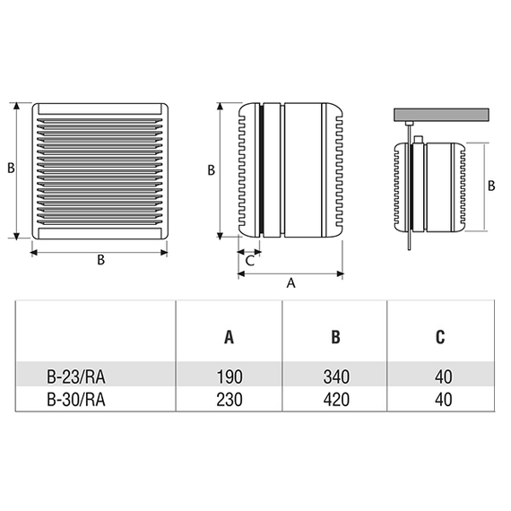 Вентилятор реверсивный Cata B-23 RA с автоматическими жалюзи и ПУ