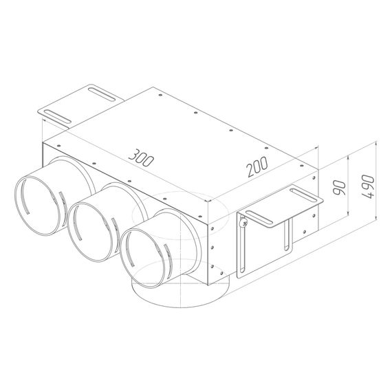 Provent VPSL 125/75x3 пленум потолочный круглый на 3 выхода (L=400 мм)