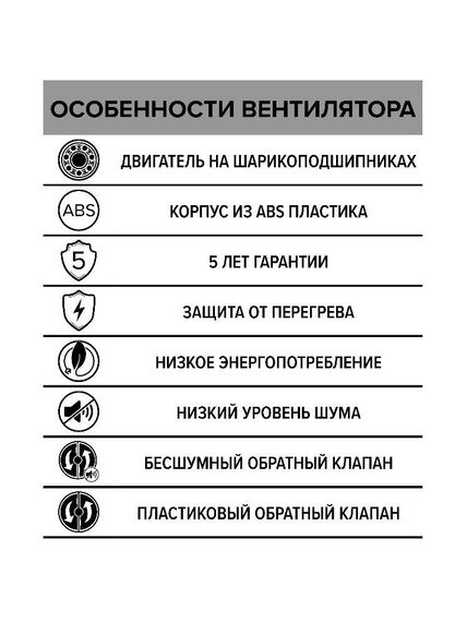 Вентилятор накладной BREEZE D125 обратный клапан DICITI