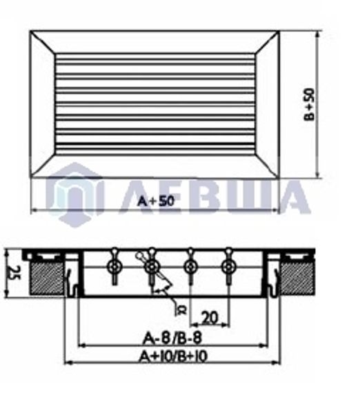 Решетка с горизонтальными жалюзи Diaflex RAG 400х100